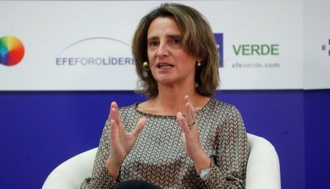 La ministra para la Transición Ecológica en funciones, Teresa Ribera, durante su reciente participación en el Foro Líderes de la Agencia EFE. EFE/Juan Carlos Hidalgo