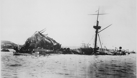 Naufragio del USS Maine, 1898. Fuente Wikipedia.