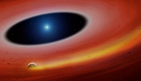 Ilustración del disco de escombros alrededor de la enana blanca SDSS J122859.93+104032.9. Un equipo internacional de investigadores ha descubierto los restos de un antiguo planeta girando alrededor de una enana blanca, vestigios de un sistema planetario que ayudarán a los astrofísicos a empezar a desvelar cómo será el ocaso del Sistema Solar cuando el Sol se apague dentro de 6.000 millones de años. La investigación, realizada con el Gran Telescopio Canarias (GTC) del Observatorio del Roque de los Muchachos (La Palma), ha sido liderada por el astrofísico de la Universidad de Warwick (Reino Unido) Christopher Manser y realizada por investigadores de España, Estados Unidos, Alemania, Italia, Chile y Holanda. EFE/University of Warwick/Mark Garlick 	   