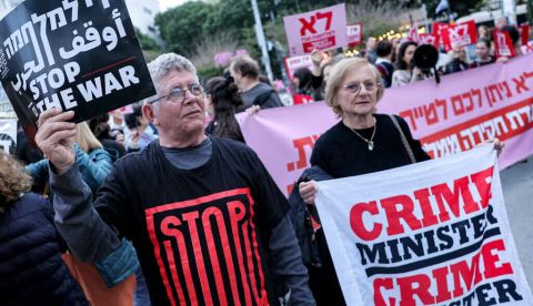 Manifestación de activistas de izquierda contra Benjamín Netanyahu, el 19 de marzo de 2026 en Tel Aviv. Jack Guez/AFP