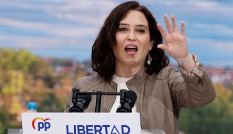 La candidata del PP, Isabel Díaz Ayuso, en un mitin en Pozuelo.