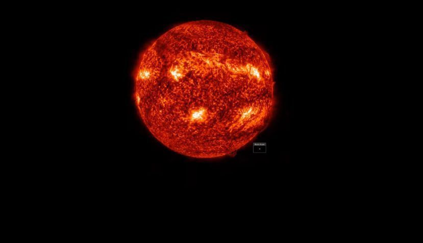 Imagen del Sol a las 13:32 del 15 de julio de 2022, justo cuando empieza a desprenderse el filamento que dio como resultado la EMC. Imagen generada con Helioviewer. Helioviewer
