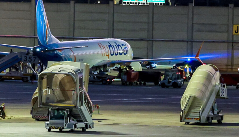 A FlyDubai plane lands at Ben Gurion Airport in Tel Aviv, Israel, carrying passengers from flight FZ1073, which was diverted to Saudi Arabia on Sept. 30, 2026. Nir Keidar/Anadolu via Getty Images