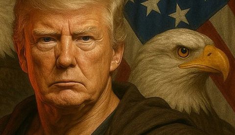 Imagen hecha con IA de Donald Trump colgada en la cuenta de X.com de la Casa Blanca en 2025. Wikimedia Commons.