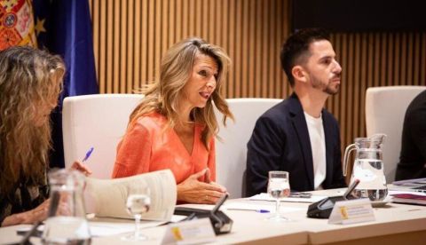 La vicepresidenta segunda y ministra de Trabajo y Economía Social, Yolanda Díaz, en una comparecencia