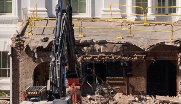 Demolition in process on the East Wing of the White House, Oct. 23, 2025. AP Photo/Jacquelyn Martin
