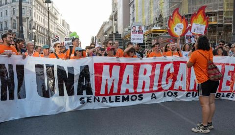 Manifestantes en Madrid protestando por el desahucio de Maricarmen el 26 de septiembre de 2026. OSCAR GONZALEZ FUENTES / Shutterstock.com