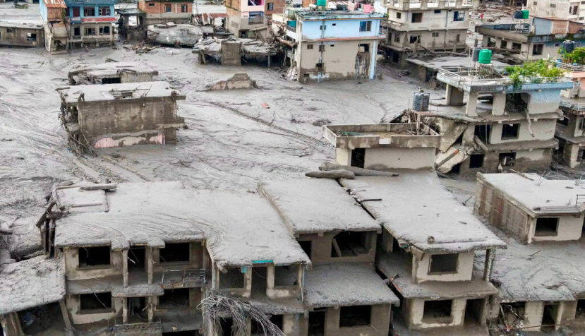 A massive rockfall in the Himalayas led to a surge of flood water than swept through villages, killing hundreds of people, on Aug. 26, 2026. Prabin Ranabhat/AFP via Getty Images