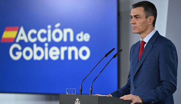 El presidente del Gobierno, Pedro Sánchez, durante su intervención. | Moncloa/Borja Puig de la Bellacasa.