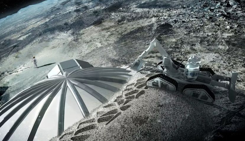 Recreación de una base humana en la Luna destinada a la minería. ESA/Foster + Partners, CC BY